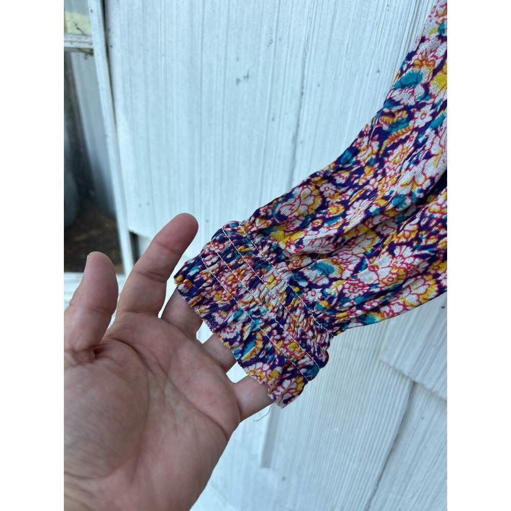 Urban Outfitters Old Soul Smocked Crop Top Floral Print Long Puff Sleeves Sz S - Picture 7 of 10